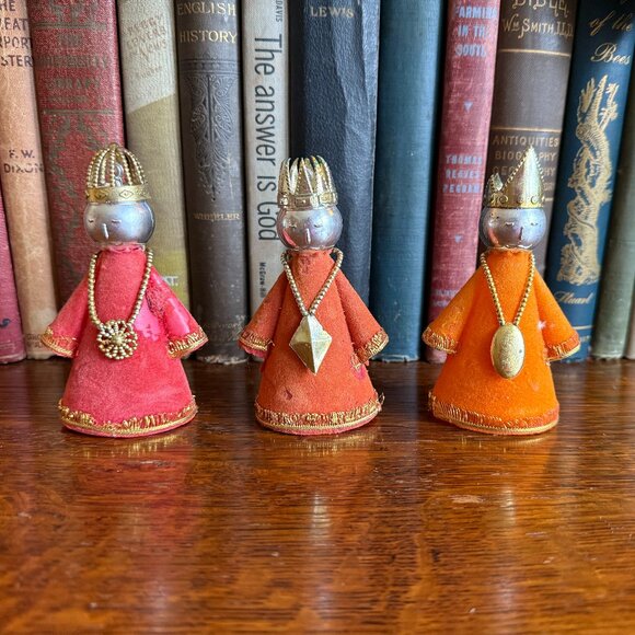 3 MCM Flocked Wisemen Ornaments/Figures - Picture 3 of 16